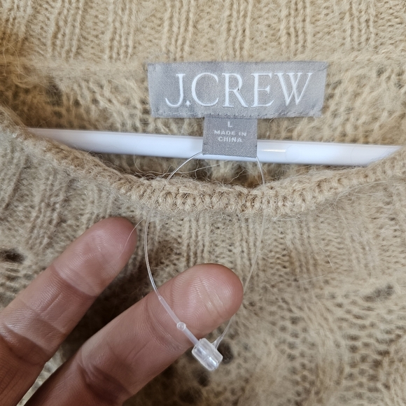 J. Crew Eyelash Knit Eyelet Pullover Alpaca Wool Blend Tan Sweater - Picture 5 of 9